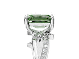 White gold Fancy Green Emerald  Solitaire Twist Band with Pavé Accents and Four-Prong Setting_25