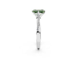 White gold Fancy Green Emerald  Solitaire Twist Band with Pavé Diamonds and Four-Prong Setting_80