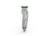 White gold Fancy Green Emerald  Solitaire Twist Band with Pavé Setting and Four-Prong Setting_83