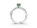 White gold Fancy Green Emerald  Solitaire Twist Band with Pavé Setting and Four-Prong Setting_84