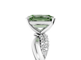 White gold Fancy Green Emerald  Solitaire Twist Band with Pave Prong Setting_82