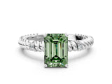 White gold Fancy Green Emerald  Solitaire Twisted Band Prong Set Engagement Ring_61
