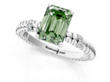White gold Fancy Green Emerald  Solitaire Twisted Band Prong Set Engagement Ring_62