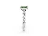 White gold Fancy Green Emerald  Solitaire Twisted Band Prong Set Engagement Ring_63
