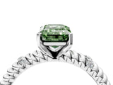 White gold Fancy Green Emerald  Solitaire Twisted Band Prong Set Engagement Ring_65
