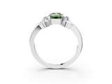 White gold Fancy Green Emerald  Solitaire Twisted Band Scroll Prong Ring_6
