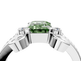 White gold Fancy Green Emerald  Solitaire Twisted Band Scroll Prong Ring_7