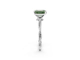 White gold Fancy Green Emerald  Solitaire Twisted Band with Bead Prong Setting_295