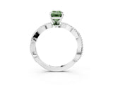 White gold Fancy Green Emerald  Solitaire Twisted Band with Bead Prong Setting_296
