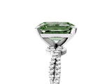 White gold Fancy Green Emerald  Solitaire Twisted Band with Bead Prong Setting_298