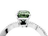 White gold Fancy Green Emerald  Solitaire Twisted Band with Bead Prong Setting_303