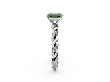 White gold Fancy Green Emerald  Solitaire Twisted Band with Pavé Accents and Four-Prong Setting_5
