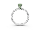 White gold Fancy Green Emerald  Solitaire Twisted Band with Pavé Accents and Four-Prong Setting_6