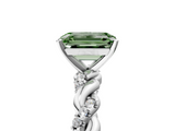 White gold Fancy Green Emerald  Solitaire Twisted Band with Pavé Accents and Four-Prong Setting_8