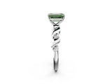White gold Fancy Green Emerald  Solitaire Twisted Band with Prong Setting 2