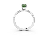White gold Fancy Green Emerald  Solitaire Twisted Band with Prong Setting 3