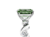 White gold Fancy Green Emerald  Solitaire Twisted Band with Prong Setting 5