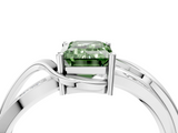 White gold Fancy Green Emerald  Solitaire Twisted Band with Prong Setting_7
