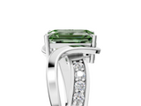 White gold Fancy Green Emerald  Solitaire Twisted Band with Prong Setting_8
