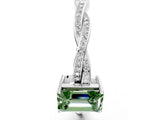 White gold Fancy Green Emerald  Solitaire Twisted Pave Diamond Ring with Four-Prong Setting_12