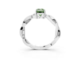 White gold Fancy Green Emerald  Solitaire Twisted Pave Diamond Ring with Four-Prong Setting_124