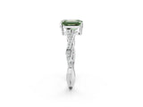 White gold Fancy Green Emerald  Solitaire Twisted Pave Diamond Ring with Four-Prong Setting_130
