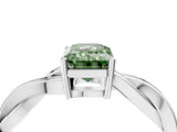 White gold Fancy Green Emerald  Solitaire Twisted Pave Diamond Ring with Four-Prong Setting_132