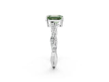 White gold Fancy Green Emerald  Solitaire Twisted Pave Diamond Ring with Four-Prong Setting_14