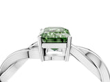White gold Fancy Green Emerald  Solitaire Twisted Pave Diamond Ring with Four-Prong Setting_16