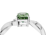 White gold Fancy Green Emerald  Solitaire Twisted Pave Diamond Ring with Four-Prong Setting_16