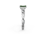 White gold Fancy Green Emerald  Solitaire Vine Band with Milgrain Prong Setting_5