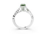 White gold Fancy Green Emerald  Solitaire Vine Band with Milgrain Prong Setting_6