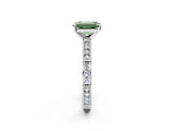 White gold Fancy Green Emerald  Solitaire with Pavé Band and Four-Prong Setting_350