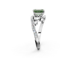 White gold Fancy Green Emerald  Solitaire with Pavé Twist Band and Four-Prong Setting_118