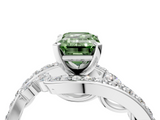 White gold Fancy Green Emerald  Solitaire with Pavé Twist Band and Four-Prong Setting_120