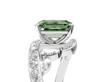 White gold Fancy Green Emerald  Solitaire with Pavé Twist Band and Four-Prong Setting_121