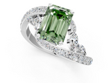 White gold Fancy Green Emerald  Solitaire with Pavé Twist Band and Four-Prong Setting_123