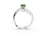 White gold Fancy Green Emerald  Solitaire with Pavé Twist Band and Four-Prong Setting_125