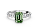 White gold Fancy Green Emerald  Solitaire with Pave Band and Four-Prong Setting_3