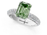 White gold Fancy Green Emerald  Solitaire with Pave Band and Four-Prong Setting_4