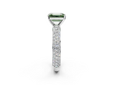 White gold Fancy Green Emerald  Solitaire with Pave Band and Four-Prong Setting_5