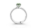 White gold Fancy Green Emerald  Solitaire with Pave Band and Four-Prong Setting_6