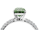 White gold Fancy Green Emerald  Solitaire with Pave Band and Four-Prong Setting_7