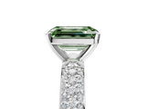 White gold Fancy Green Emerald  Solitaire with Pave Band and Four-Prong Setting_8