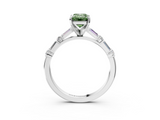 White gold Fancy Green Emerald  Solitaire with Side Baguettes and Channel Set Band_48