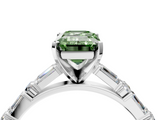 White gold Fancy Green Emerald  Solitaire with Side Baguettes and Channel Set Band_49