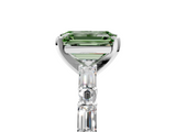 White gold Fancy Green Emerald  Solitaire with Side Baguettes and Channel Set Band_50