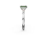 White gold Fancy Green Emerald  Solitaire with Tapered Baguette Side Stones on a Classic Band with Four-Prong Setting_117