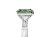 White gold Fancy Green Emerald  Solitaire with Tapered Baguette Side Stones on a Classic Band with Four-Prong Setting_126