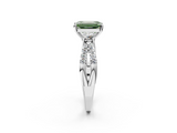 White gold Fancy Green Emerald  Three-Stone Diamond Ring with Pavé Split Shank and Four-Prong Setting_65